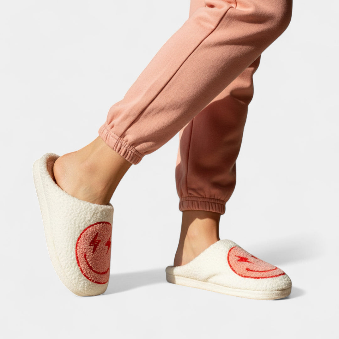 Gleame.-Sloffen-Gleame Damespantoffels - Warme pantoffels met bliksem smiley patroon