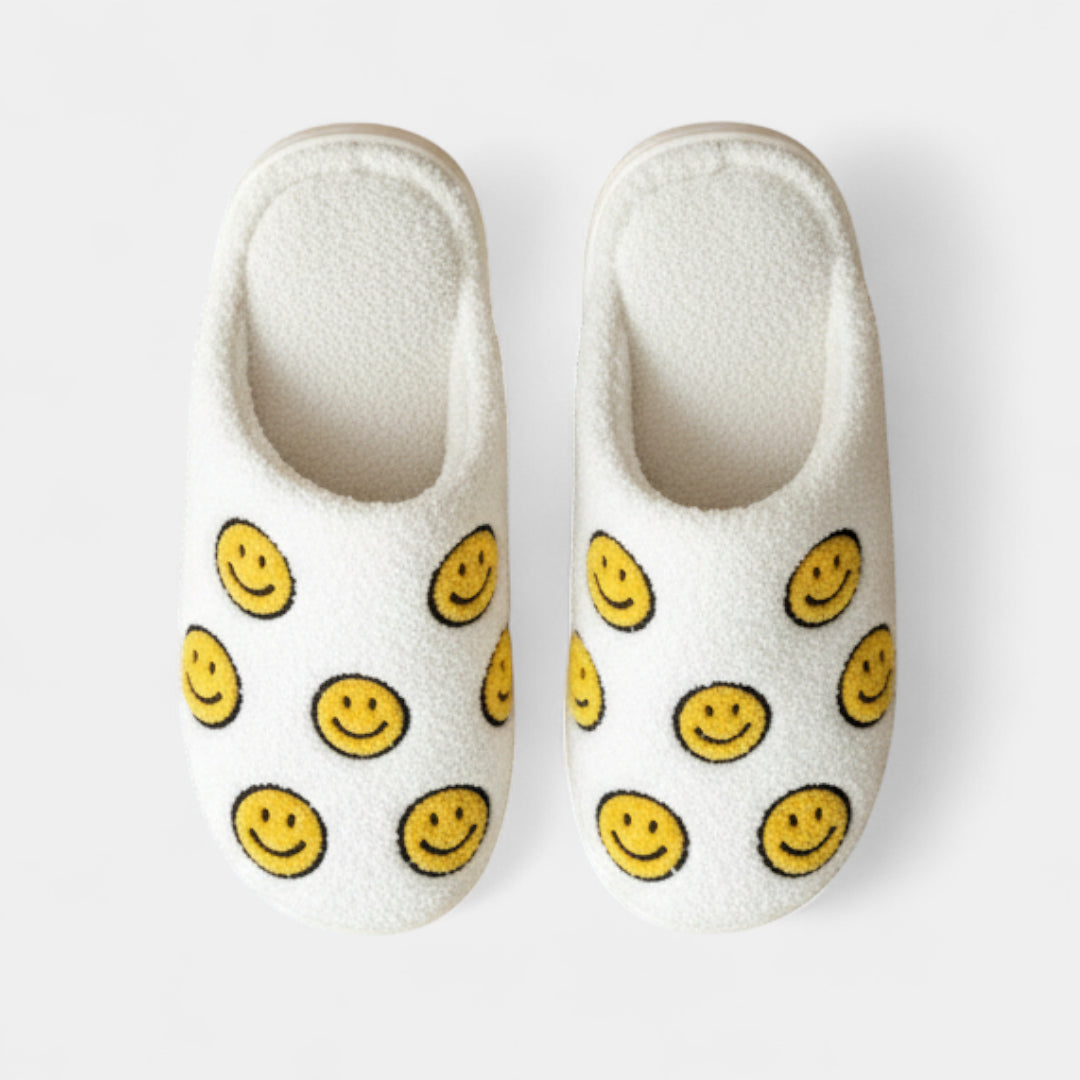 Gleame.-Sloffen-Gleame Damespantoffels - Warme pantoffels met vrolijk gezichtjespatroon