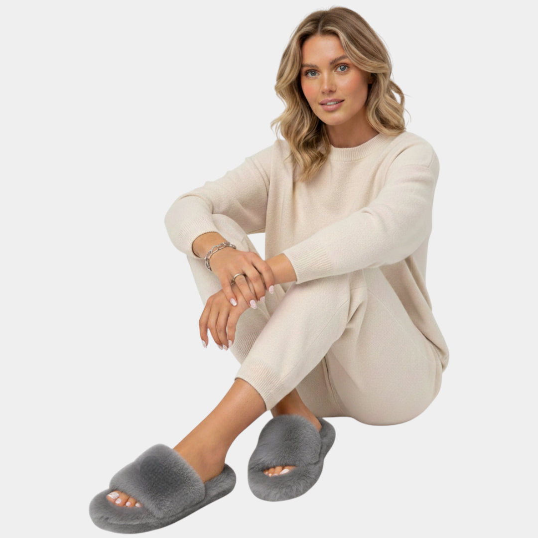 Gleame.-Sloffen-Gleame Damespantoffels - Zachte pantoffels met open hiel en pluche afwerking