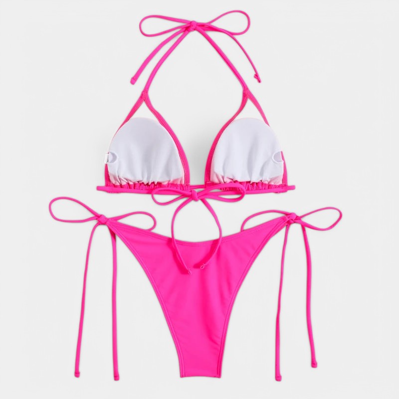 Gleame.-Swimwear-Gleame Bikini set - Dames bikini met zij halter en strik