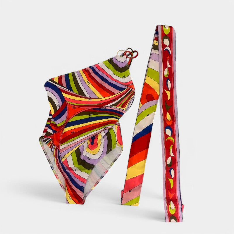 Gleame.-Swimwear-Gleame Bikini set - Drie-delig gestreept zwemkleding met sjaal