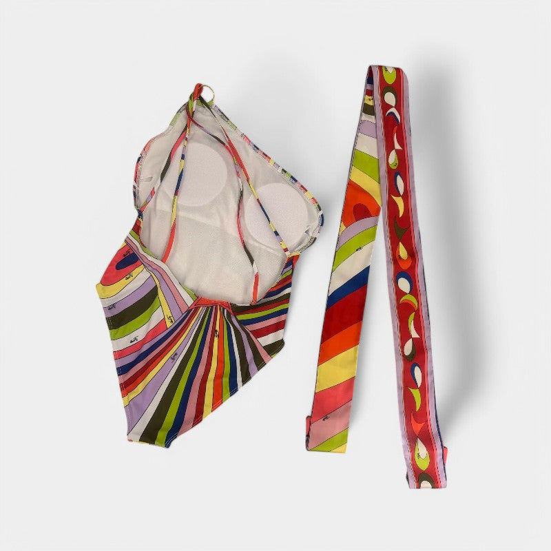 Gleame.-Swimwear-Gleame Bikini set - Drie-delig gestreept zwemkleding met sjaal