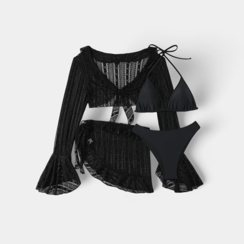 Gleame.-Swimwear-Gleame Bikiniset - Stijlvolle bikini met mesh top en rok