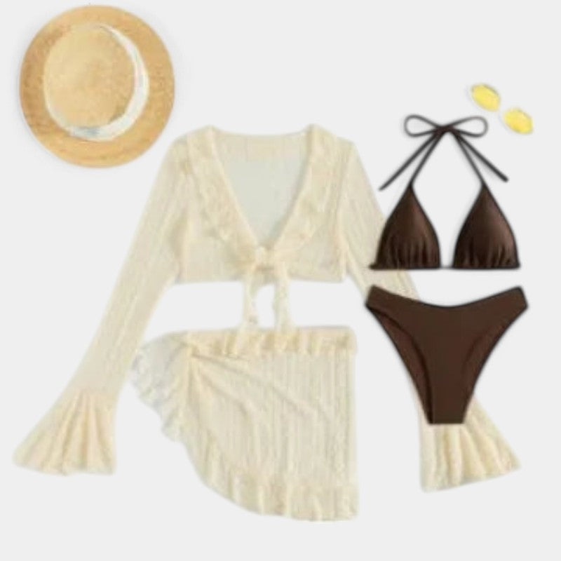 Gleame.-Swimwear-Gleame Bikiniset - Stijlvolle bikini met mesh top en rok