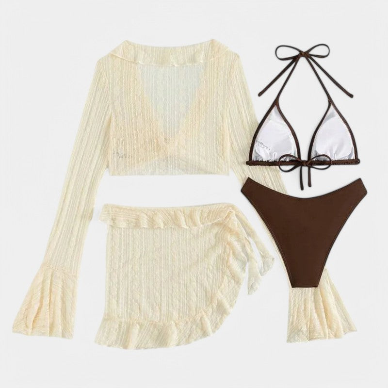 Gleame.-Swimwear-Gleame Bikiniset - Stijlvolle bikini met mesh top en rok