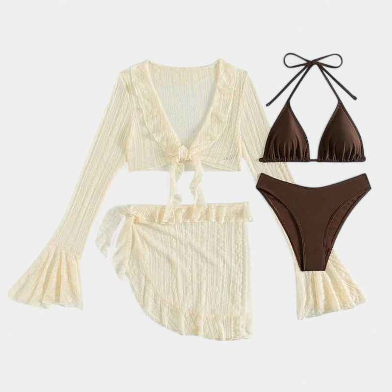 Gleame.-Swimwear-Gleame Bikiniset - Stijlvolle bikini met mesh top en rok