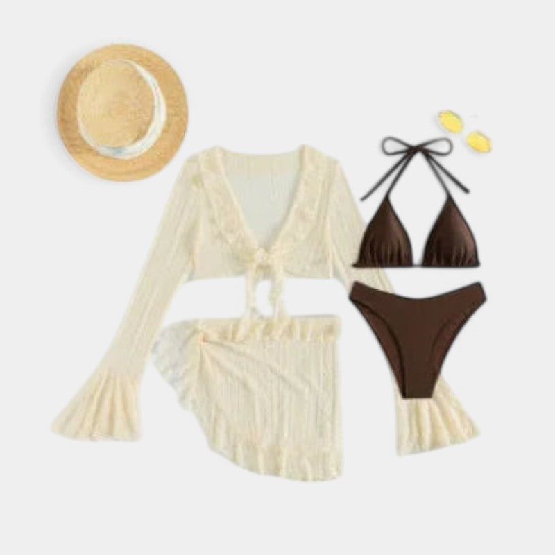 Gleame.-Swimwear-Gleame Bikiniset - Stijlvolle bikini met mesh top en rok