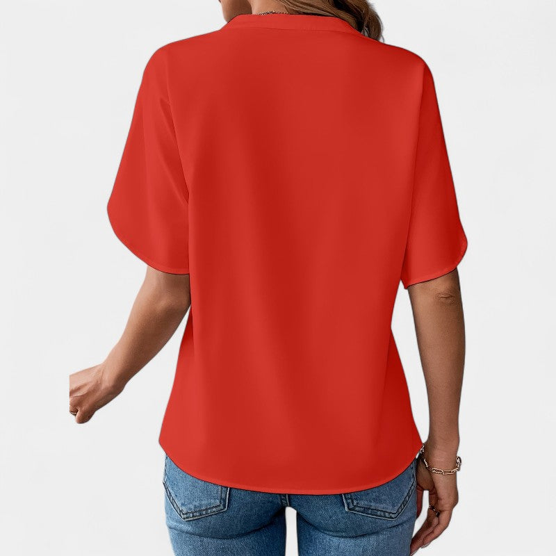 Gleame.-T-shirts & hemden-Gleame Blouse - Casual met V-hals en korte mouwen