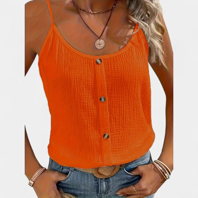 Gleame.-T-shirts & hemden-Gleame Cami Top - Casual mouwloze top met knopen decor