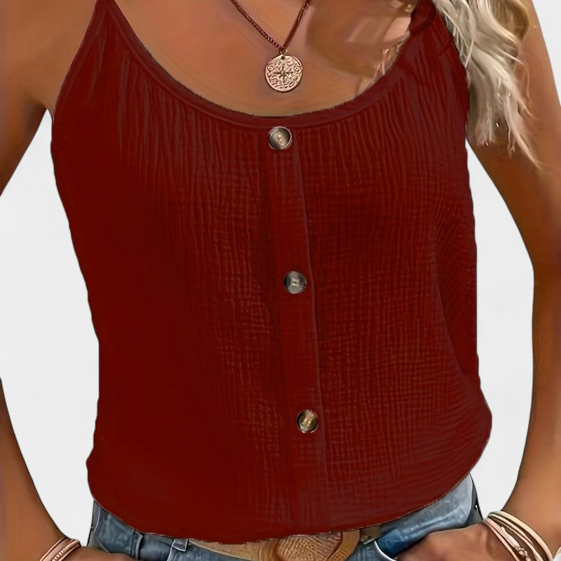Gleame.-T-shirts & hemden-Gleame Cami Top - Casual mouwloze top met knopen decor