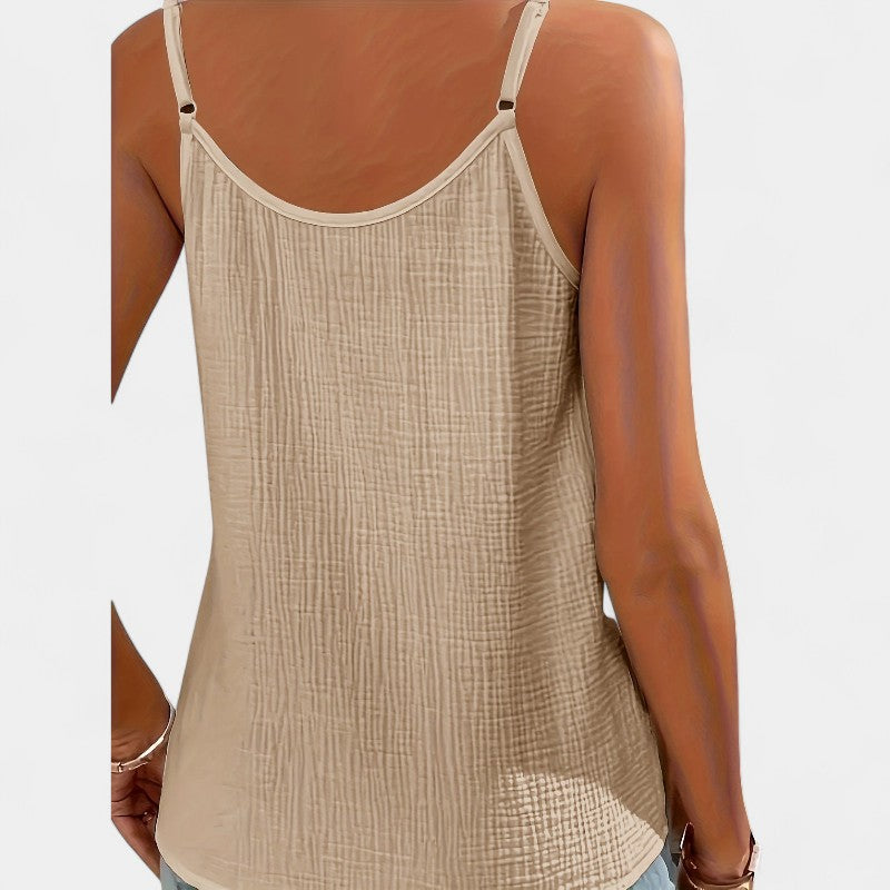 Gleame.-T-shirts & hemden-Gleame Cami Top - Casual mouwloze top met knopen decor