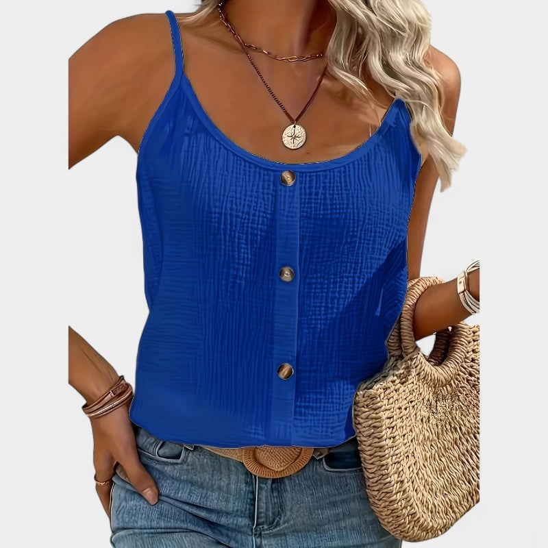 Gleame.-T-shirts & hemden-Gleame Cami Top - Casual mouwloze top met knopen decor