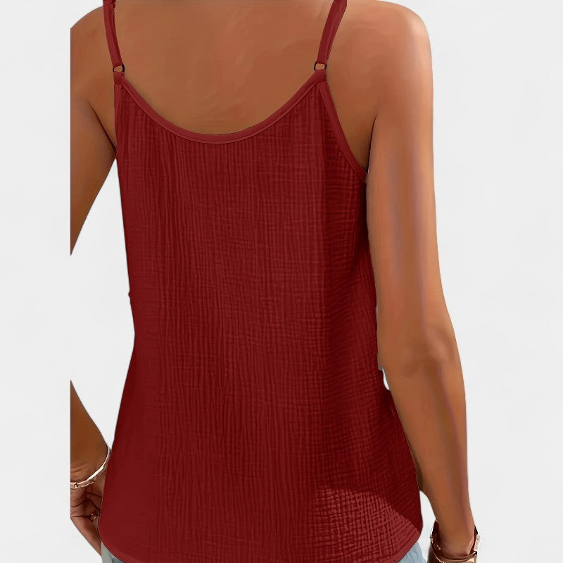 Gleame.-T-shirts & hemden-Gleame Cami Top - Casual mouwloze top met knopen decor