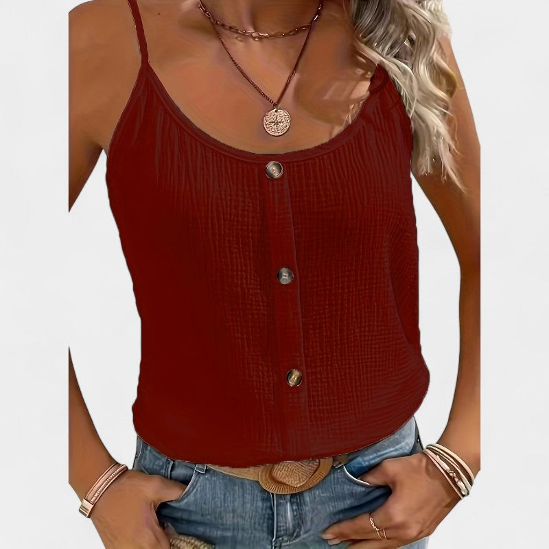 Gleame.-T-shirts & hemden-Gleame Cami Top - Casual mouwloze top met knopen decor