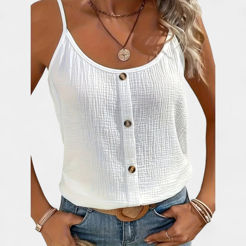 Gleame.-T-shirts & hemden-Gleame Cami Top - Casual mouwloze top met knopen decor