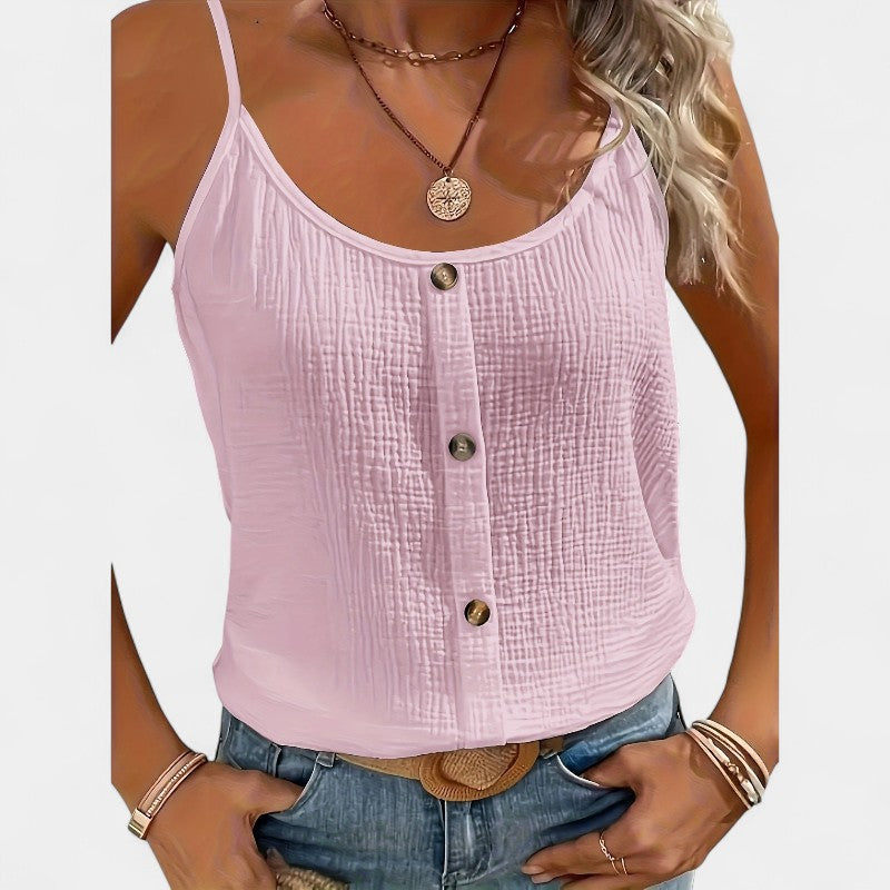 Gleame.-T-shirts & hemden-Gleame Cami Top - Casual mouwloze top met knopen decor