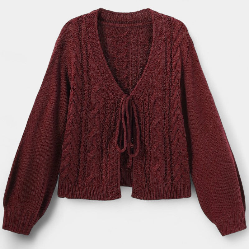 Gleame.-T-shirts & hemden-Gleame Cardigan - Dames lange mouwen V-hals met lantern mouwen