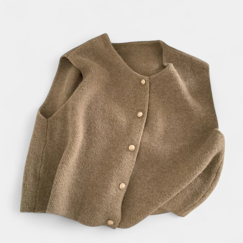 Gleame.-T-shirts & hemden-Gleame Cardigan - Elegante gebreide mouwloze casual trui