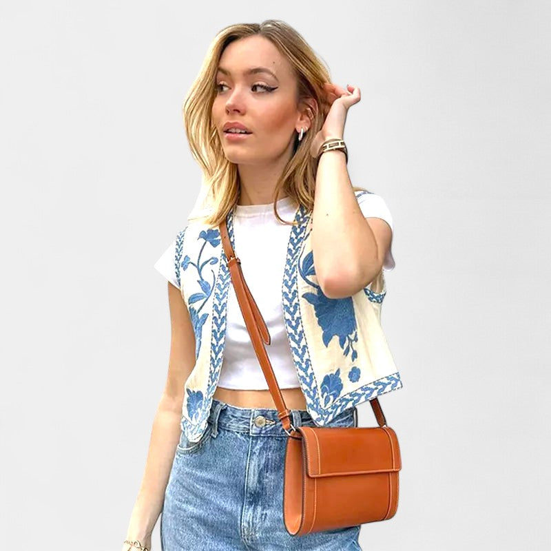 Gleame.-T-shirts & hemden-Gleame Jasje - Dames mouwloos V-hals kort jasje