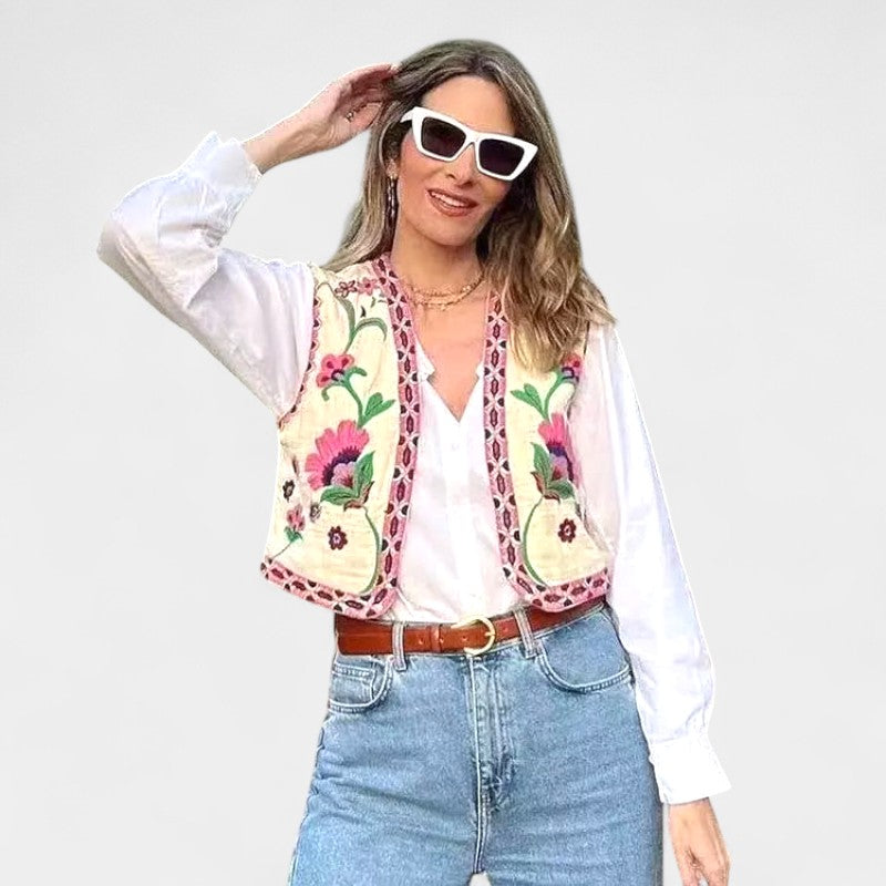 Gleame.-T-shirts & hemden-Gleame Jasje - Dames mouwloos V-hals kort jasje