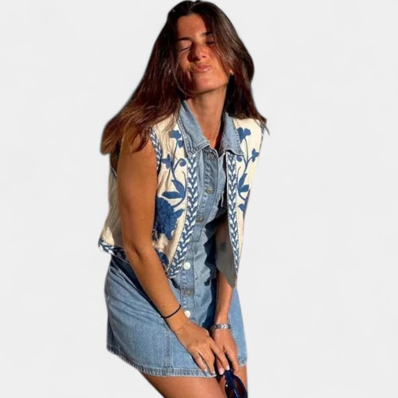 Gleame.-T-shirts & hemden-Gleame Jasje - Dames mouwloos V-hals kort jasje