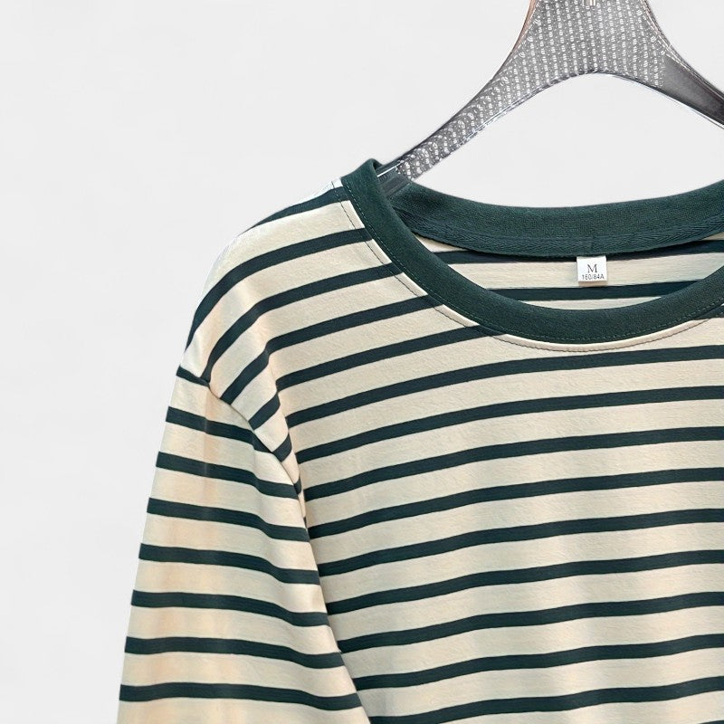 Gleame.-T-shirts & hemden-Gleame T-shirt - Casual T-shirt met gestreepte lange mouwen