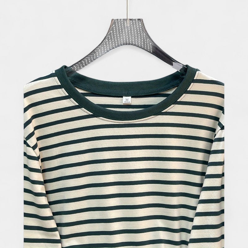 Gleame.-T-shirts & hemden-Gleame T-shirt - Casual T-shirt met gestreepte lange mouwen