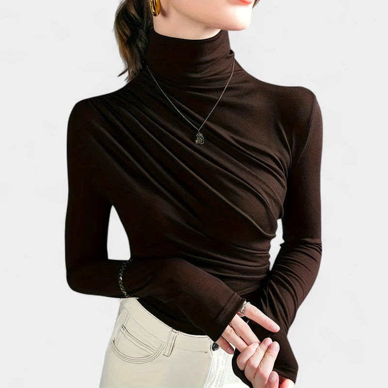 Gleame.-T-shirts & hemden-Gleame T-shirt - Elegante longsleeve met hoge hals voor dames
