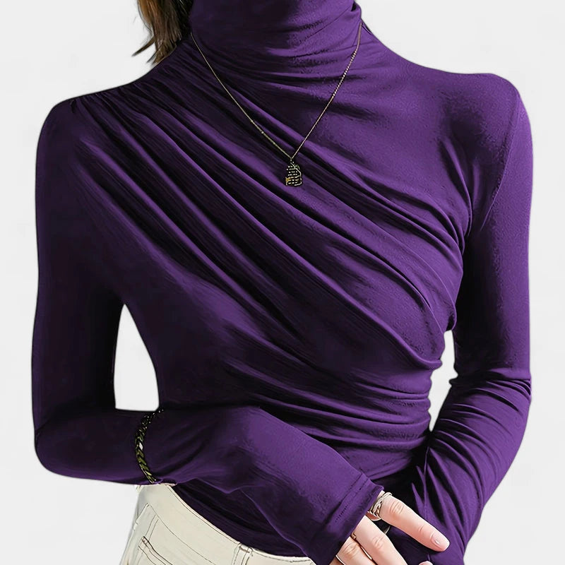 Gleame.-T-shirts & hemden-Gleame T-shirt - Elegante longsleeve met hoge hals voor dames