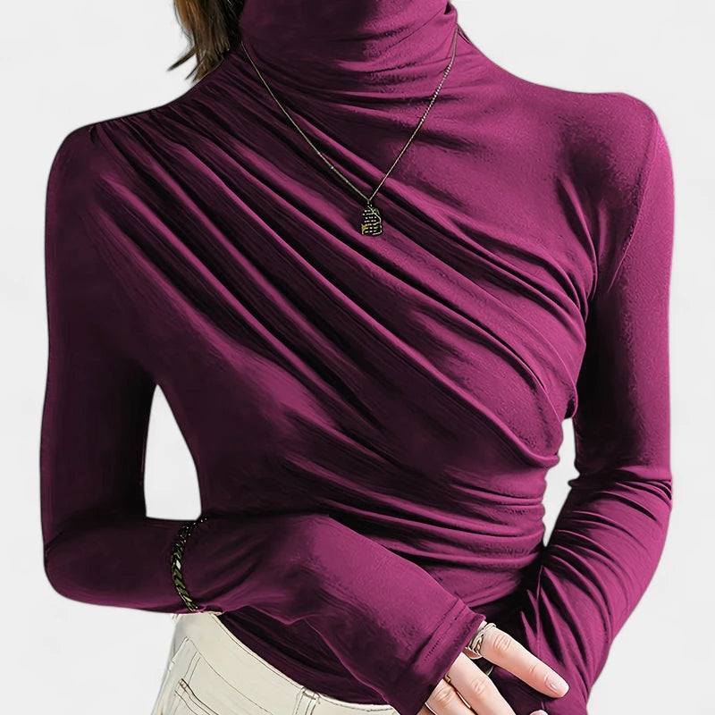 Gleame.-T-shirts & hemden-Gleame T-shirt - Elegante longsleeve met hoge hals voor dames