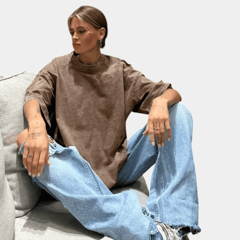 Gleame T-shirt - Oversized casual T-shirt van katoen voor dames