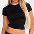 Gleame.-T-shirts & hemden-Gleame T-shirt - Solid crop top met korte mouwen en crewneck