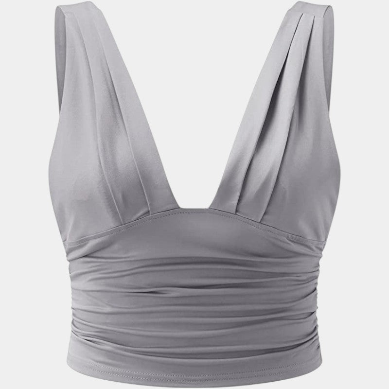 Gleame.-T-shirts & hemden-Gleame Top - Chic dames top met ruches en V-hals