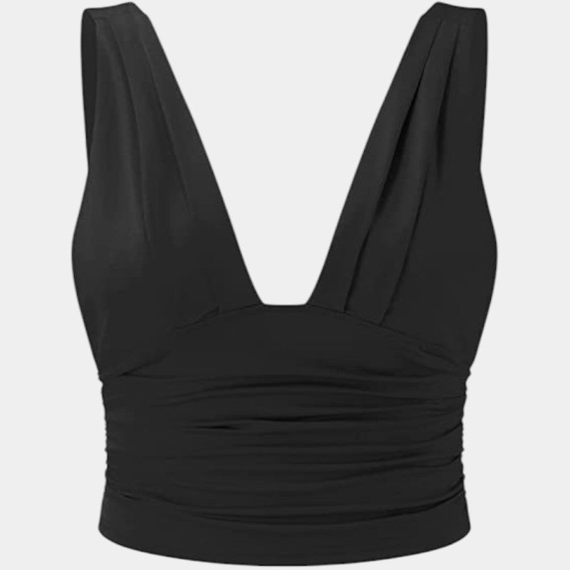 Gleame.-T-shirts & hemden-Gleame Top - Chic dames top met ruches en V-hals