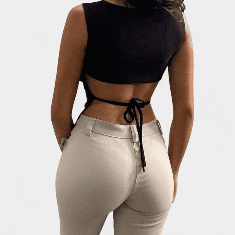 Gleame Top - Dames top met open rug en ronde hals