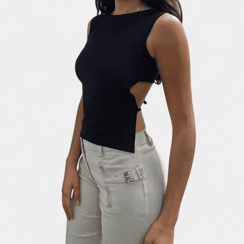 Gleame Top - Dames top met open rug en ronde hals