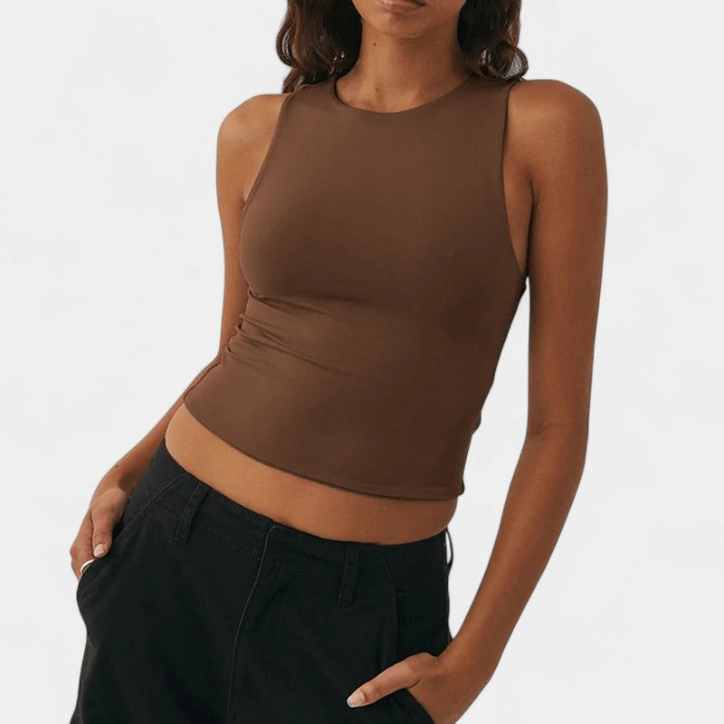 Gleame Top - Effen crop top met ronde hals