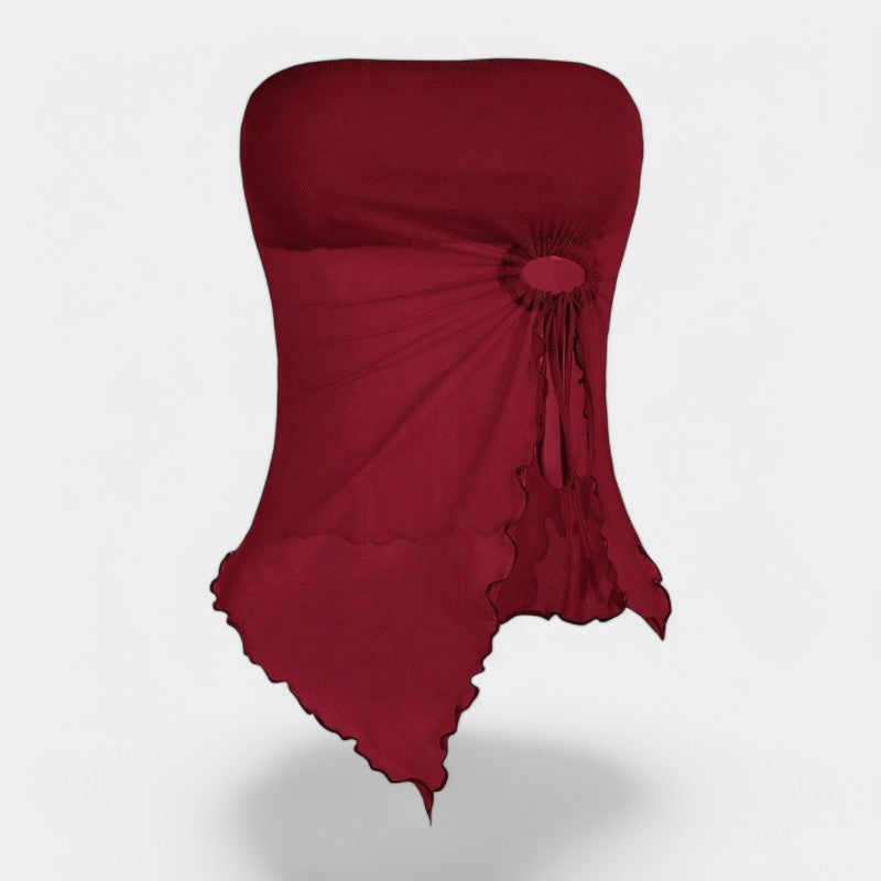 Gleame.-T-shirts & hemden-Gleame Top - Elegante slanke top met uitgesneden zoom