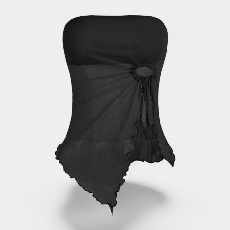 Gleame.-T-shirts & hemden-Gleame Top - Elegante slanke top met uitgesneden zoom