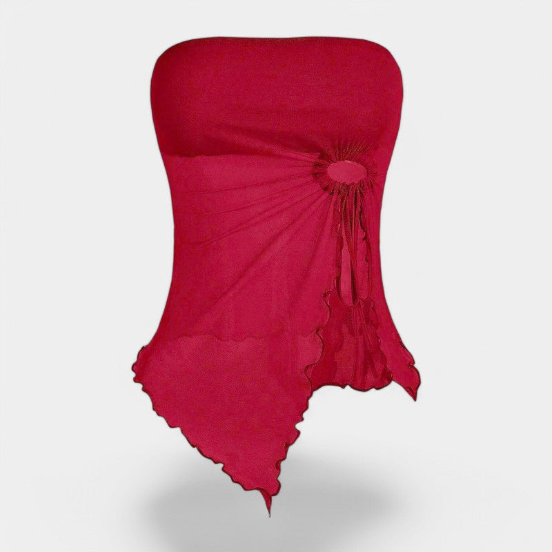 Gleame.-T-shirts & hemden-Gleame Top - Elegante slanke top met uitgesneden zoom