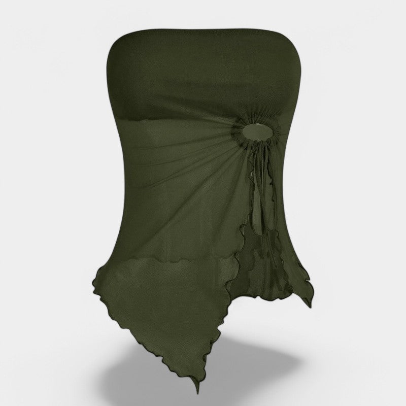 Gleame.-T-shirts & hemden-Gleame Top - Elegante slanke top met uitgesneden zoom