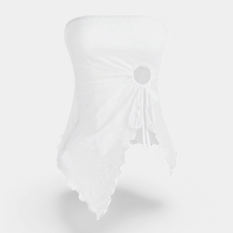 Gleame.-T-shirts & hemden-Gleame Top - Elegante slanke top met uitgesneden zoom