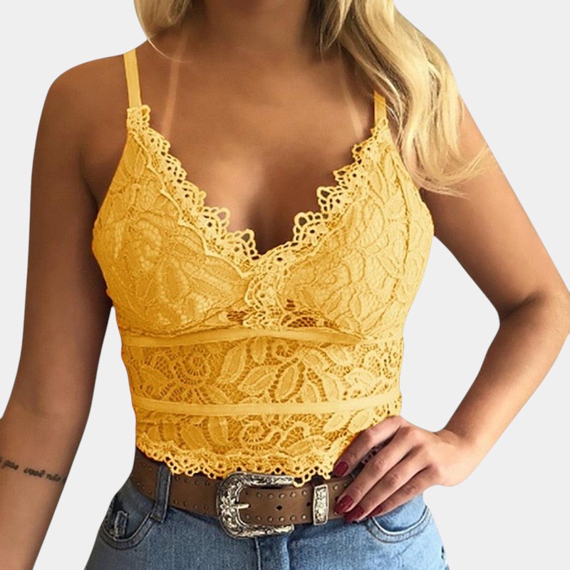 Gleame.-T-shirts & hemden-Gleame Top - Sexy V-hals kant top zonder mouwen voor vrouwen