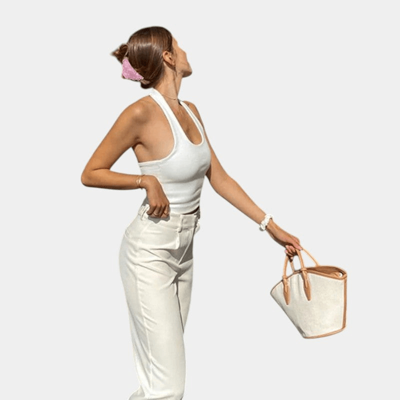 Gleame Top - Zwarte of witte haltertop voor de zomer