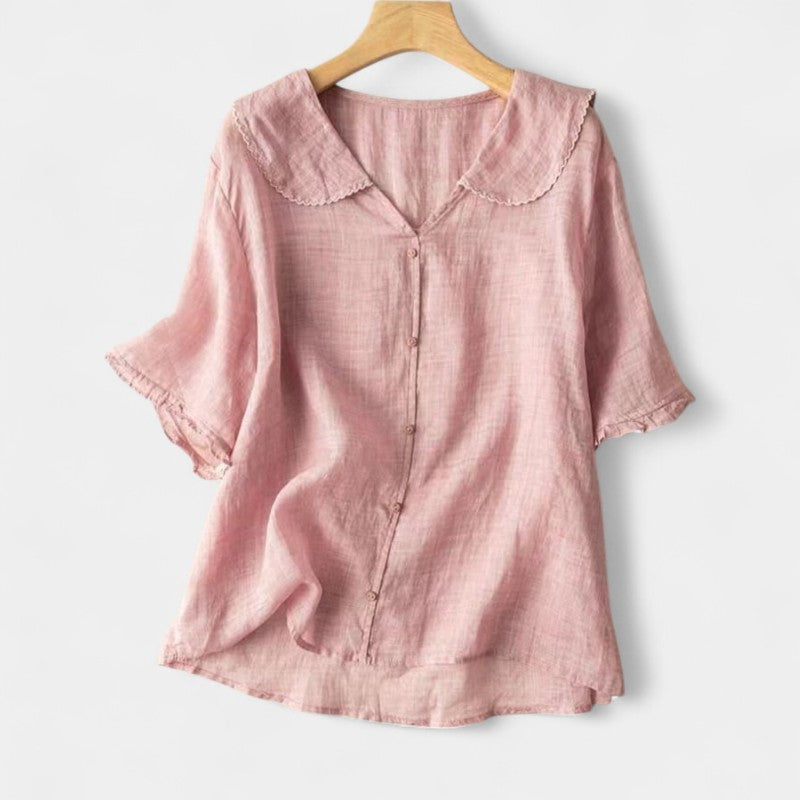 Gleame.-T-shirts & hemden-Gleame Tops - Casual top in effen kleuren van katoen
