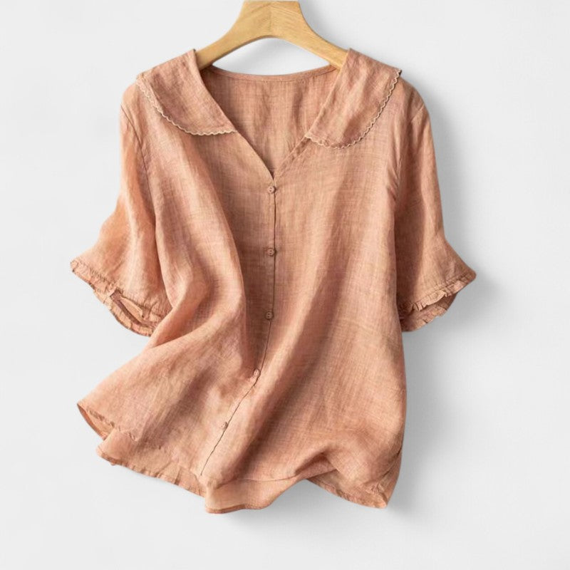Gleame.-T-shirts & hemden-Gleame Tops - Casual top in effen kleuren van katoen