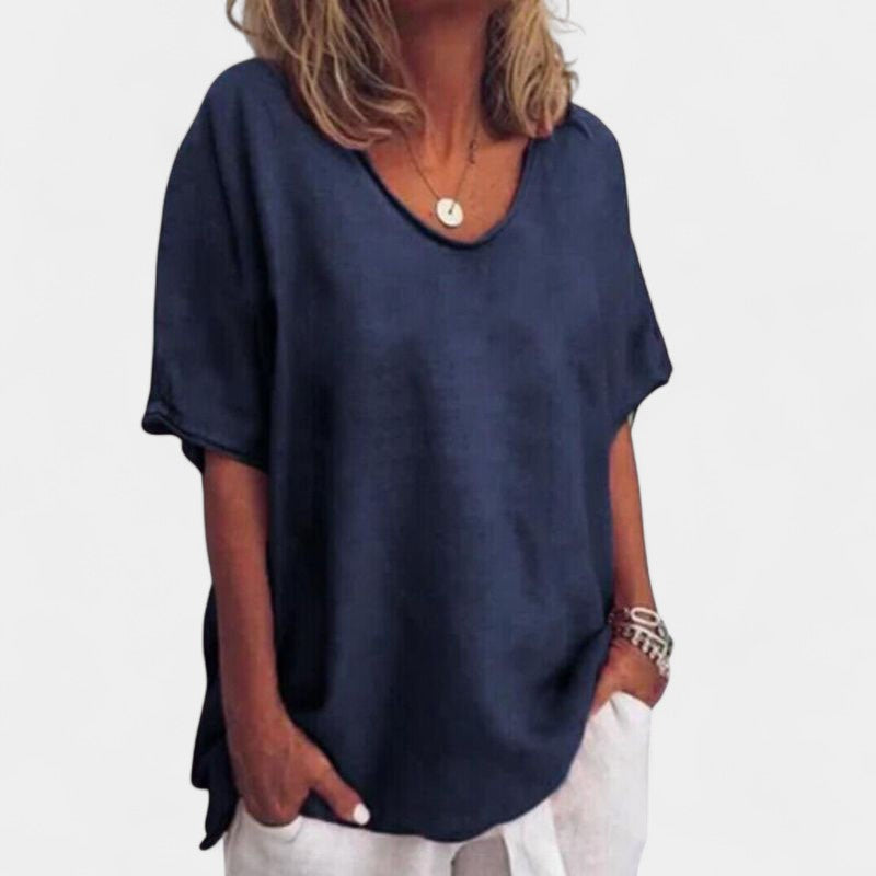 Gleame.-T-shirts & hemden-Gleame Tops - V-hals korte mouwen losse casual tops
