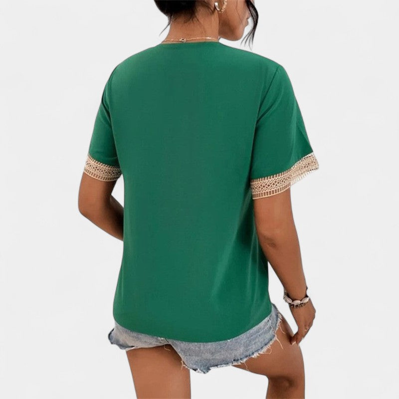 Gleame.-T-shirts & hemden-Gleame Tops - V-hals tops met korte mouwen voor dames