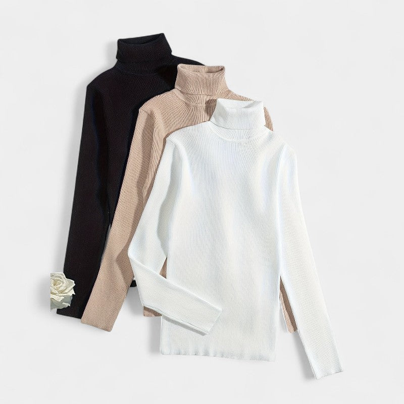 Gleame.-T-shirts & hemden-Gleame trui - casual trui met col en lange mouwen voor dames