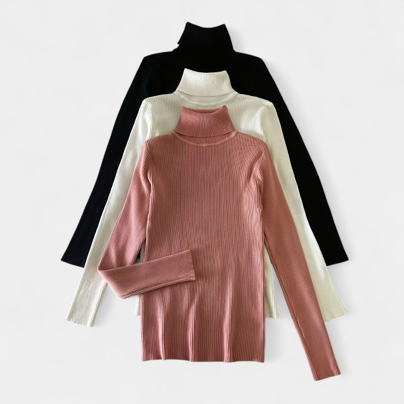 Gleame.-T-shirts & hemden-Gleame trui - casual trui met col en lange mouwen voor dames
